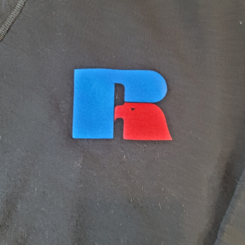 Russell Athletic Crewneck Sweatshirt Size L Black Pullover Large R Logo front